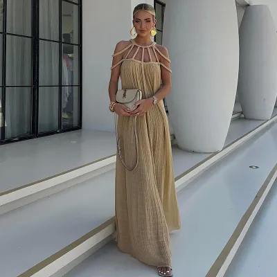 Summer Women Fashion Sexy Halter Neck Maxi Dress