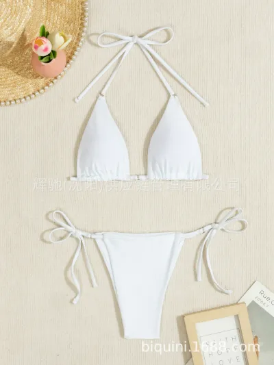 Solid Color Bikini Swimwear for Women - Sexy Sleeveless Polyester
