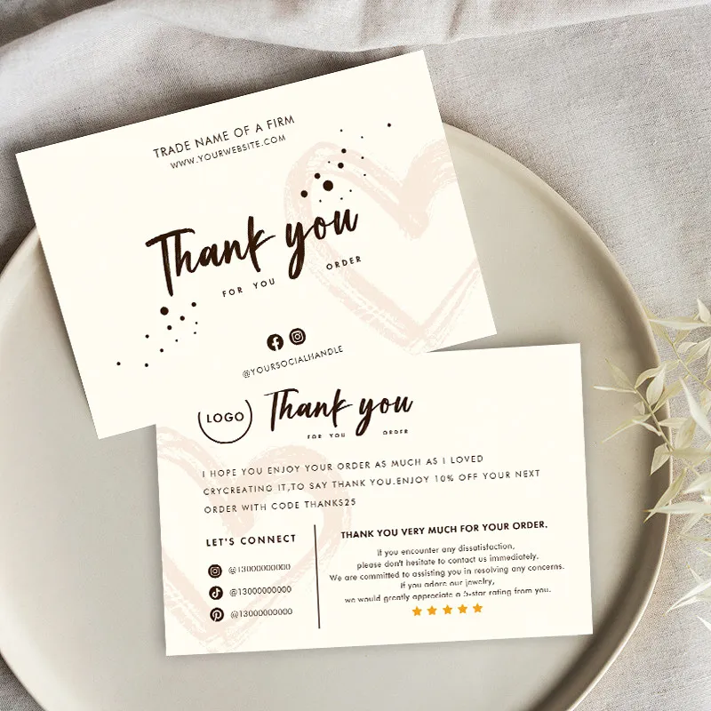 Thank You Card After-Sales Service Return Security Card Printing Customization