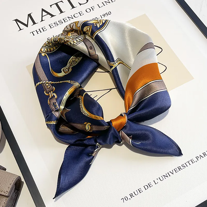 Women Fashion Chain Printed Silk Square Scarf 53*53Cm