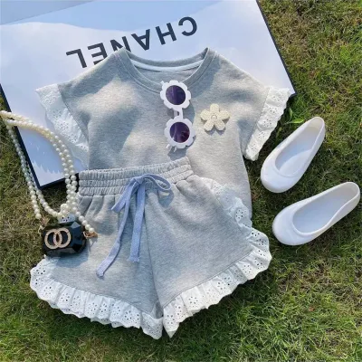 Kids Toddler Girls Casual Short Sleeve Round Neck Top Shorts Set Summer Clothing