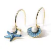 Blue Shell Pearl Stud Earrings