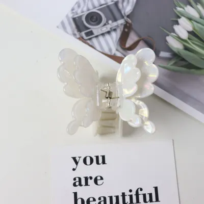 Women Fashion Colorful Double Layer Water Drop Butterfly Acetic Acid Grip Hair Clip