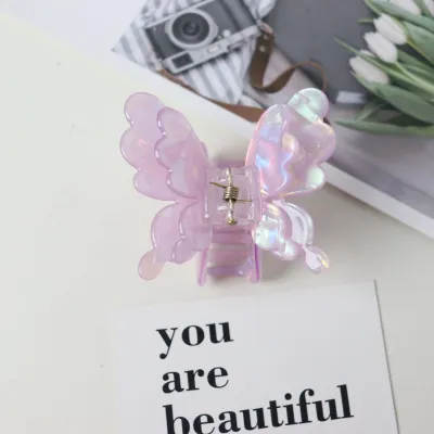 Women Fashion Colorful Double Layer Water Drop Butterfly Acetic Acid Grip Hair Clip