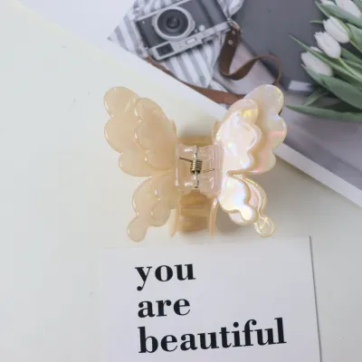 Women Fashion Colorful Double Layer Water Drop Butterfly Acetic Acid Grip Hair Clip