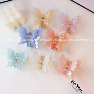 Women Fashion Colorful Double Layer Water Drop Butterfly Acetic Acid Grip Hair Clip