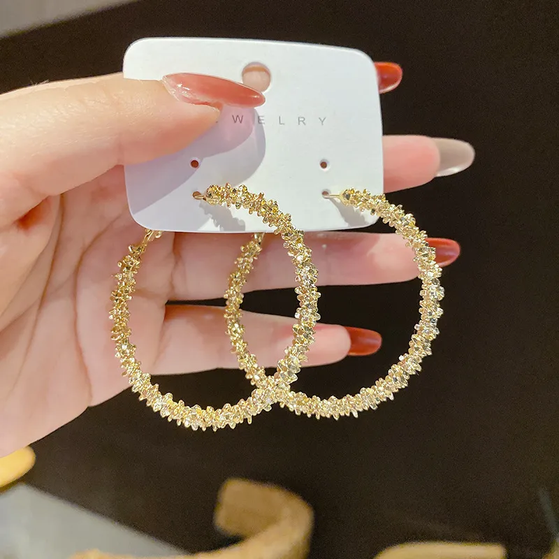 Fashion Personality Exaggerated Rhinestone Hoop Earrings