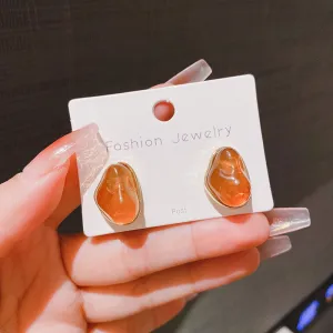 Vintage Maillard Style Exquisite Leaf Geometric Stud Earrings