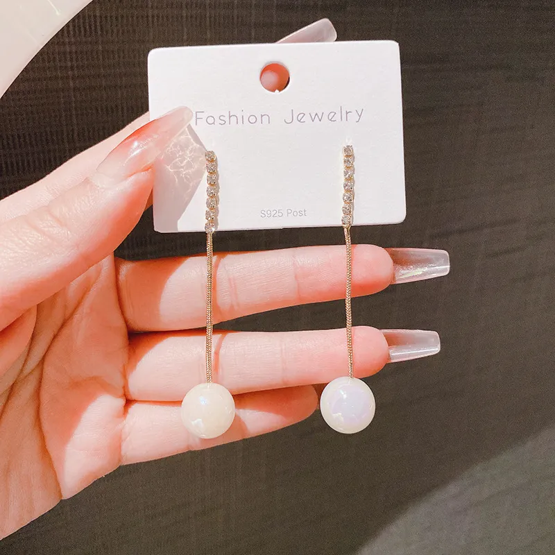 Elegant Rhinestone Pearl Drop Earrings