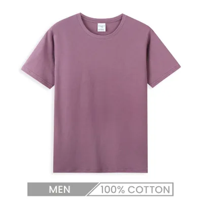 Men Unisex Summer 40S/2 210gsm Combed 100% Cotton Crew Neck Short Sleeve T-Shirt Custom