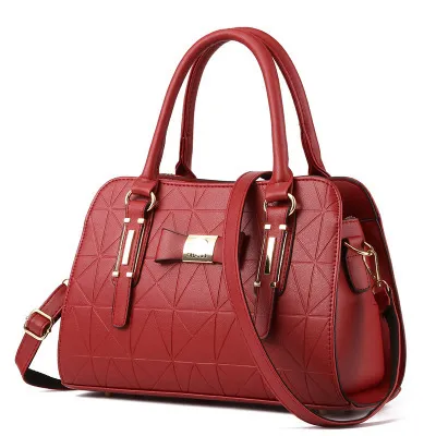 Women Fashion Large Capacity Embossed Handle Shoulder Bag Street Trend PU Zipper