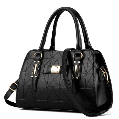 Women Fashion Large Capacity Embossed Handle Shoulder Bag Street Trend PU Zipper
