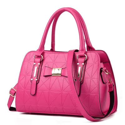 Women Fashion Large Capacity Embossed Handle Shoulder Bag Street Trend PU Zipper