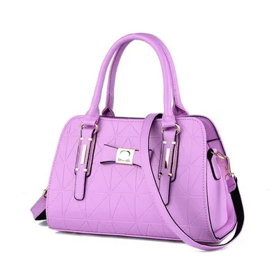 Women Fashion Large Capacity Embossed Handle Shoulder Bag Street Trend PU Zipper