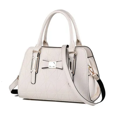 Women Fashion Large Capacity Embossed Handle Shoulder Bag Street Trend PU Zipper