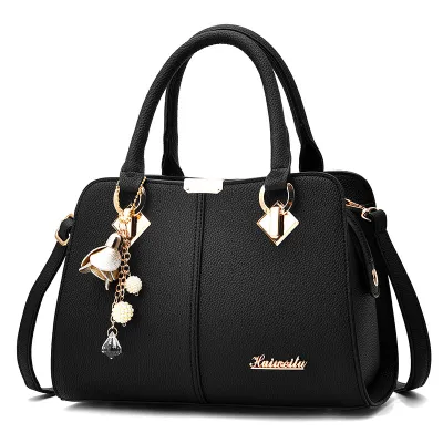 Women Fashion Large Capacity Floral Pendant Square Handle Shoulder Bag New Moon