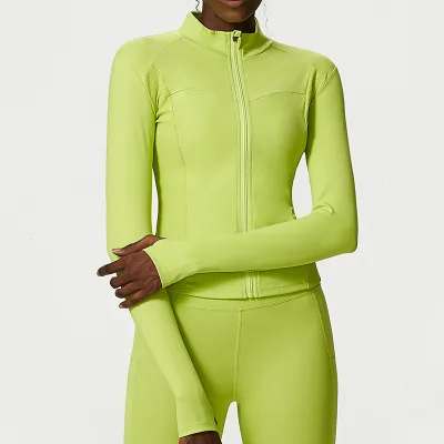 Women's Fitness Running Yoga Long Sleeve Jacket - Solid Color, Nylon, Tight Fit
