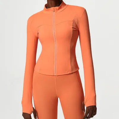 Women's Fitness Running Yoga Long Sleeve Jacket - Solid Color, Nylon, Tight Fit