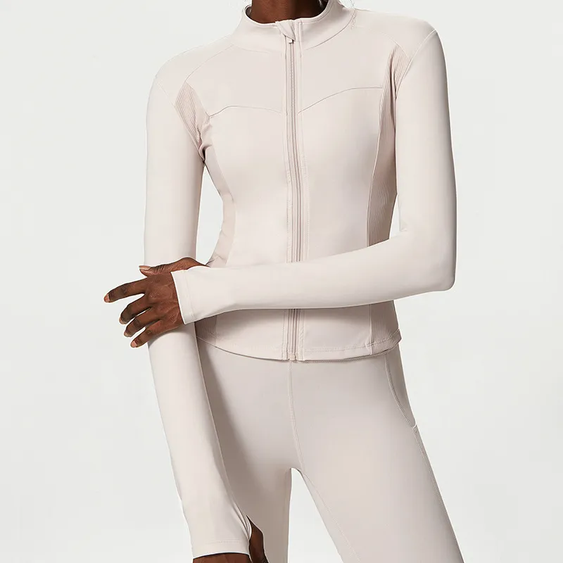 Women's Fitness Running Yoga Long Sleeve Jacket - Solid Color, Nylon, Tight Fit