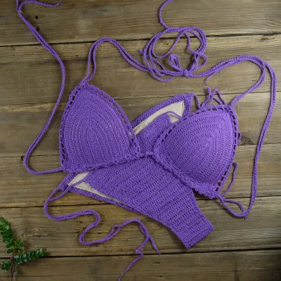 Women Sexy Handmade Knitted Bikini Swimsuit Set