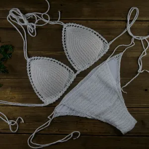 Women Sexy Handmade Knitted Bikini Swimsuit Set