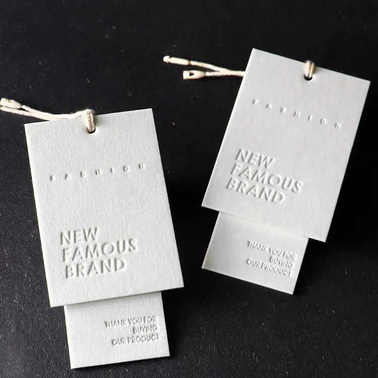 Custom Logo Embossed Double Layer Tags Cards For Clothing