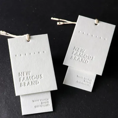 Custom Logo Embossed Double Layer Tags Cards For Clothing