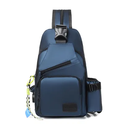Men Casual Sports Solid Color Chest Bag