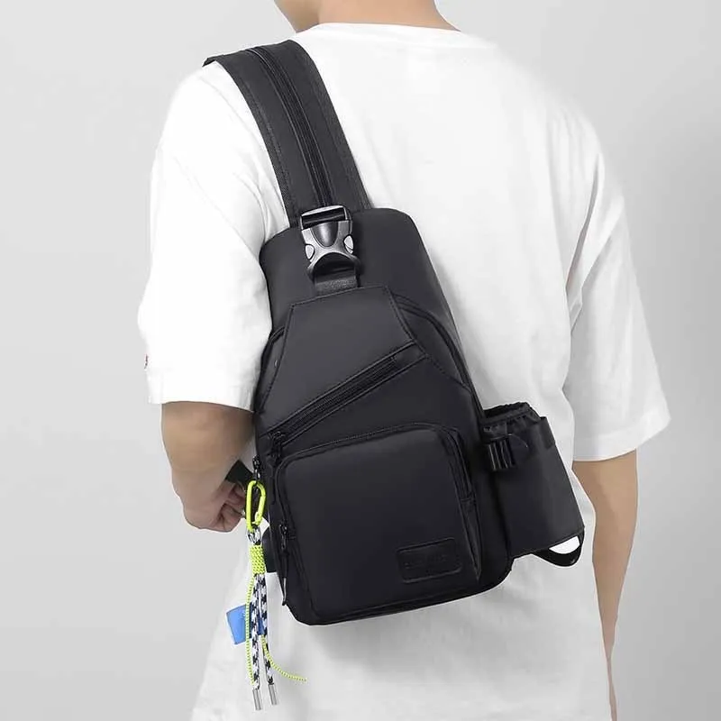 Men Casual Sports Solid Color Chest Bag