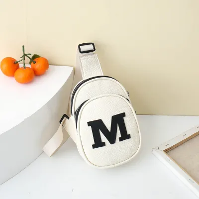 Kids Girls Casual Cute Alphabet PU Leather Chest Bag for Toddler Modern Tide Cool