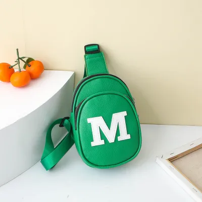 Kids Girls Casual Cute Alphabet PU Leather Chest Bag for Toddler Modern Tide Cool