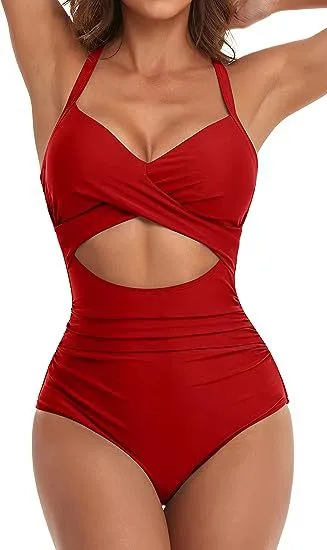 Women Fashion Sexy Leopard Stripe Print Cross Backless Strap One-Piece Swimsuit