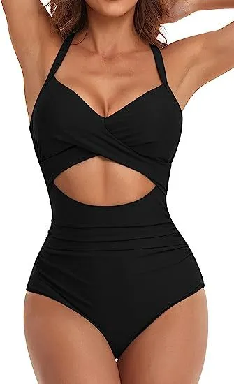 Women Fashion Sexy Leopard Stripe Print Cross Backless Strap One-Piece Swimsuit