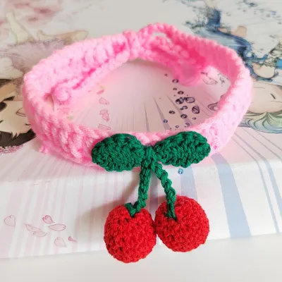 Knitted Cat Collar with Fruit Pattern for Home Pets