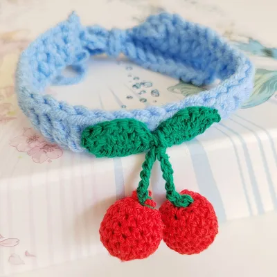 Knitted Cat Collar with Fruit Pattern for Home Pets