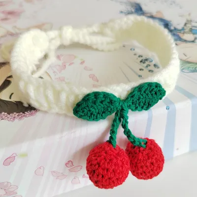Knitted Cat Collar with Fruit Pattern for Home Pets