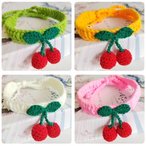 Knitted Cat Collar with Fruit Pattern for Home Pets