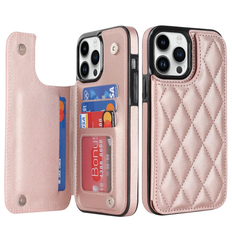 For Samsung Apple iPhone15 Pro Max Multi-Function Card Holder Phone Protective Case Imitation Leather