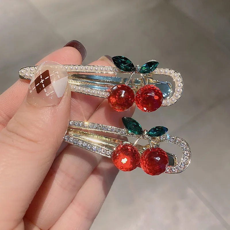 Hairpin Cute Cherry Rhinestone Women Hair Clip Hair Accessories