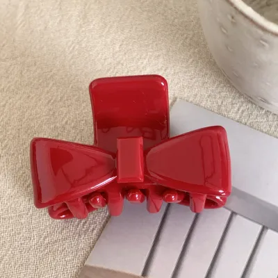 Women Simple Acetic Bow Hair Claws Fresh Sweet Grip