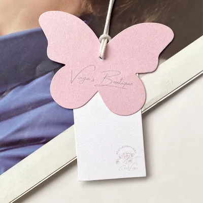 Custom Logo Butterfly Double Layer Tags Cards For Clothing