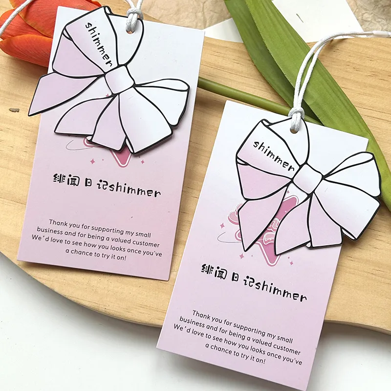 Custom Logo Bow Double Layer Tags Cards For Clothing