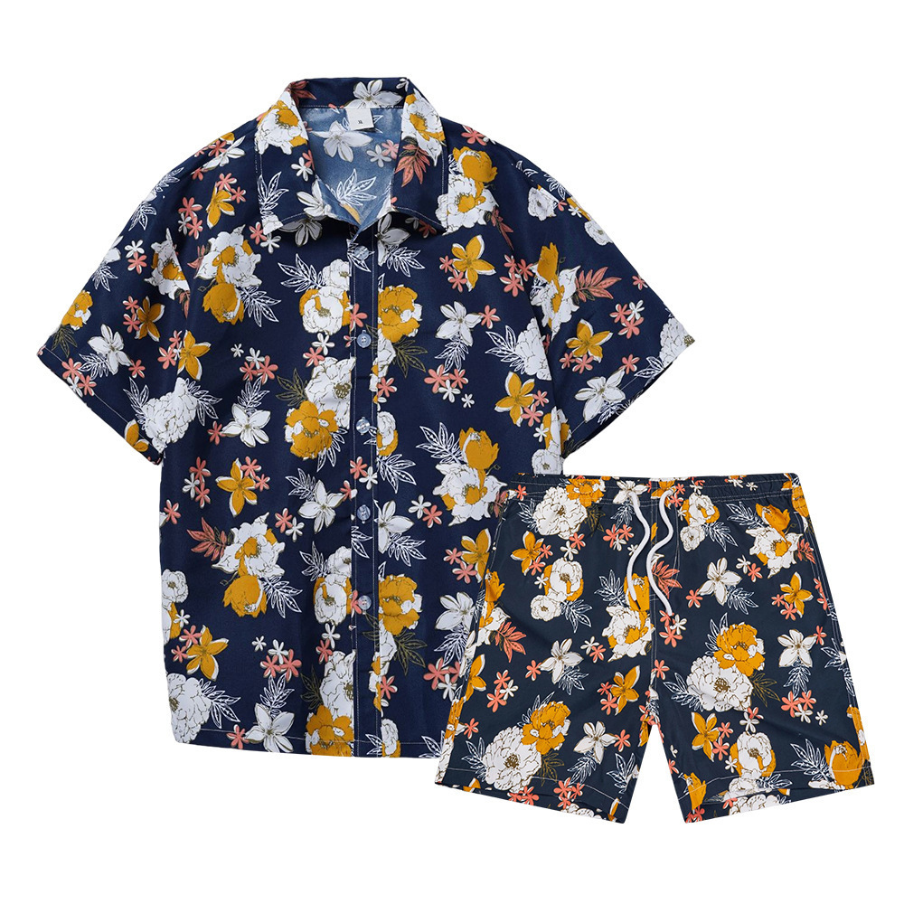 Wholesale Men Leisure Vacation 3D Floral Print Plus Size