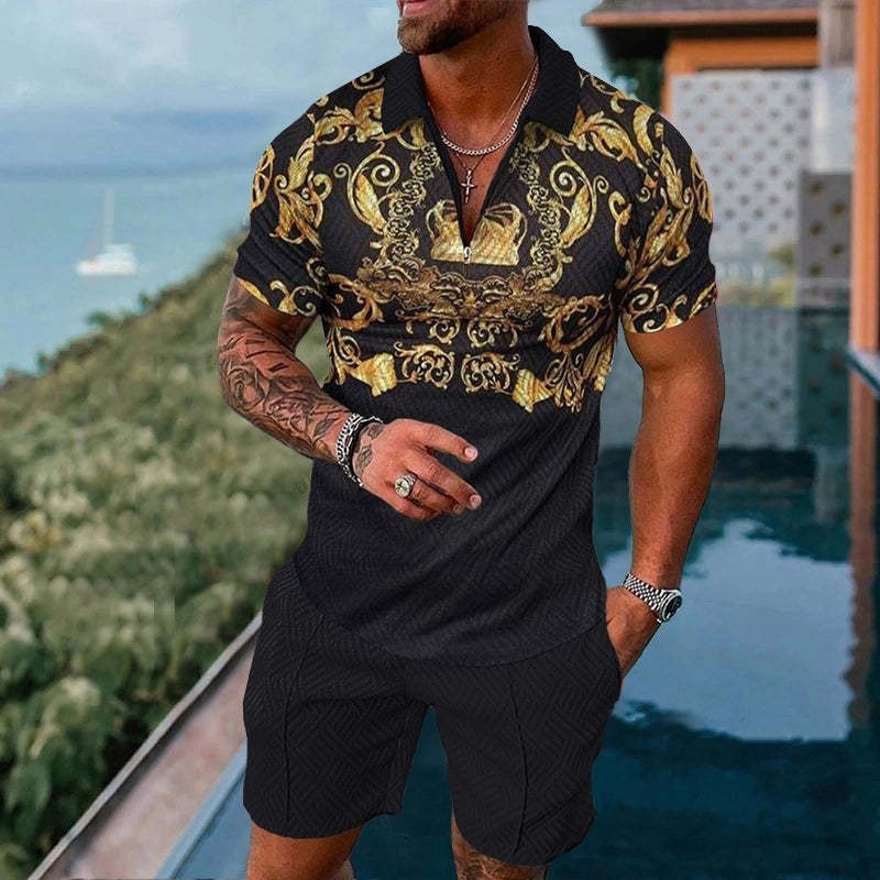 Wholesale Men Casual Sports 3D Print Plus Size Short Sleeve