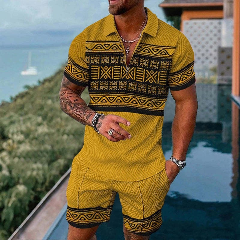 Wholesale Men Casual Sports 3D Print Plus Size Short Sleeve