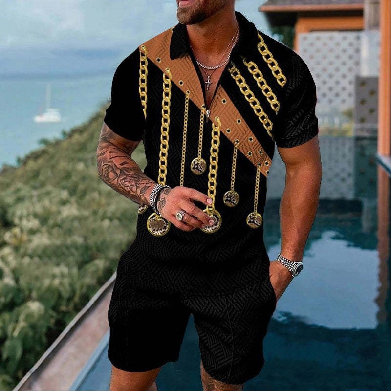 Wholesale Men Casual Sports 3D Print Plus Size Short Sleeve