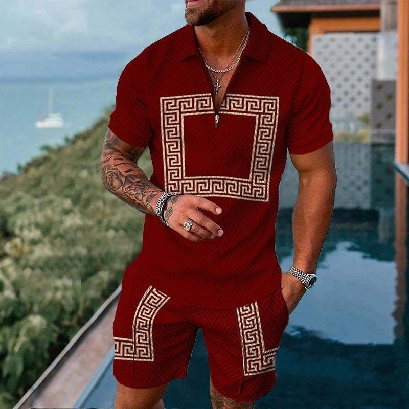Wholesale Men Casual Sports 3D Print Plus Size Short Sleeve