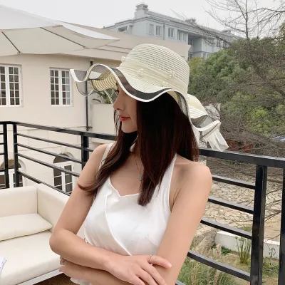 Summer Women Fashion Holiday Beach Bow Straw Dome Hat