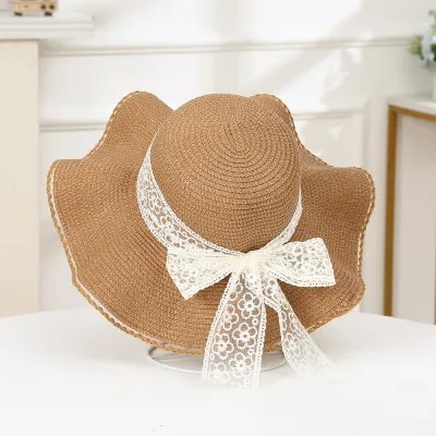 Summer Women Fashion Holiday Beach Bow Straw Dome Hat