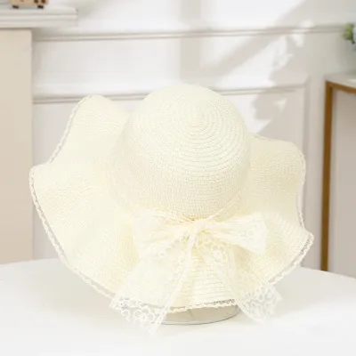 Summer Women Fashion Holiday Beach Bow Straw Dome Hat